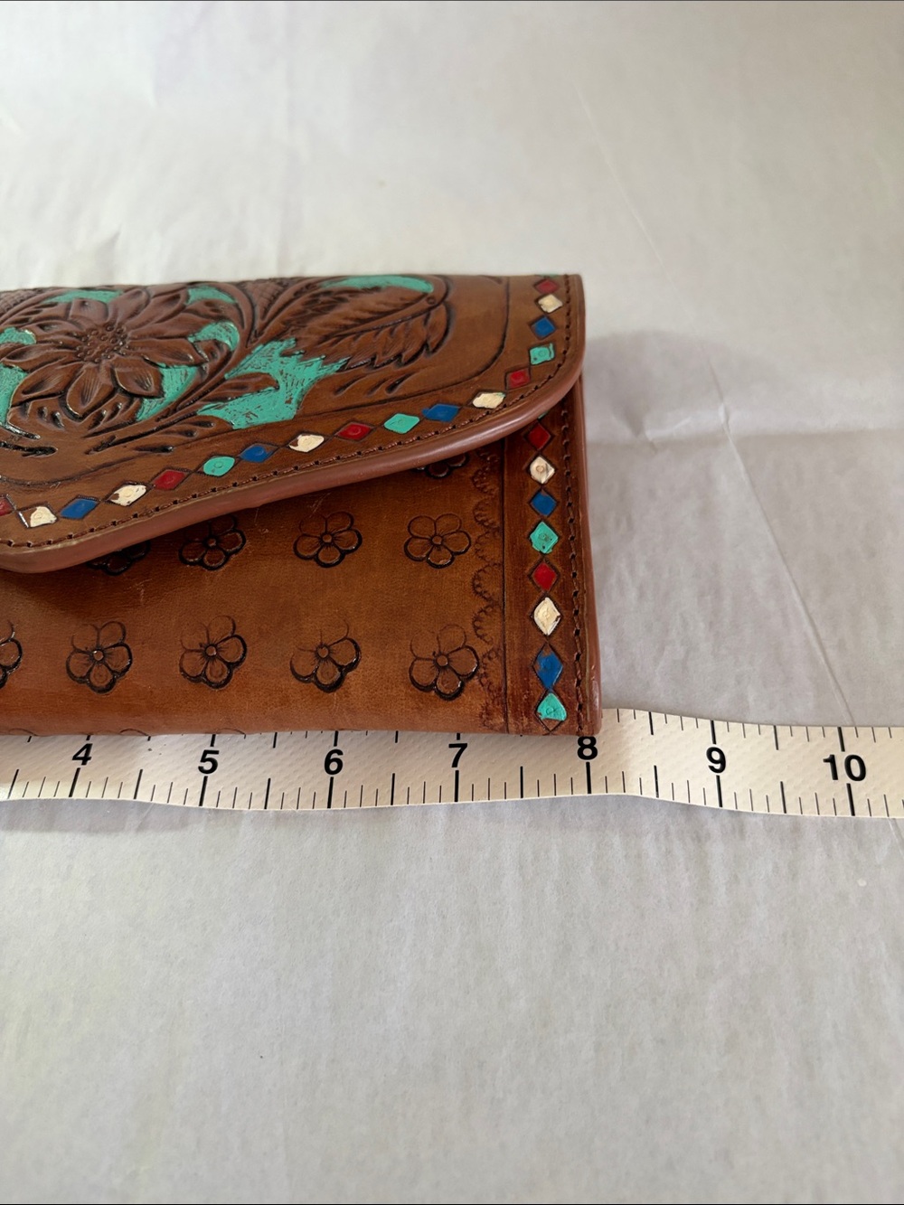 Vintage Myra Bag Hand Tooled Leather Wallet - Picture 5 of 6